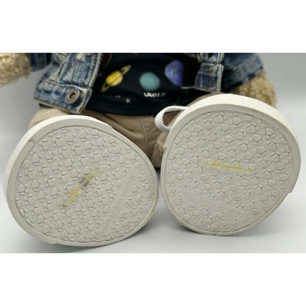 Build-A-Bear Workshop Curly Teddy Bear Denim Jacket Hoodie Outfit Shoes Plush